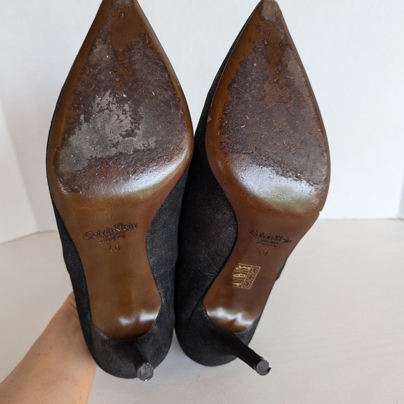 Calvin Klein Black Suede Shimmer Booties Size 8.5 - Picture 5 of 5